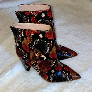 Steve Madden Red and Black Snakeskin Ankle Boots
